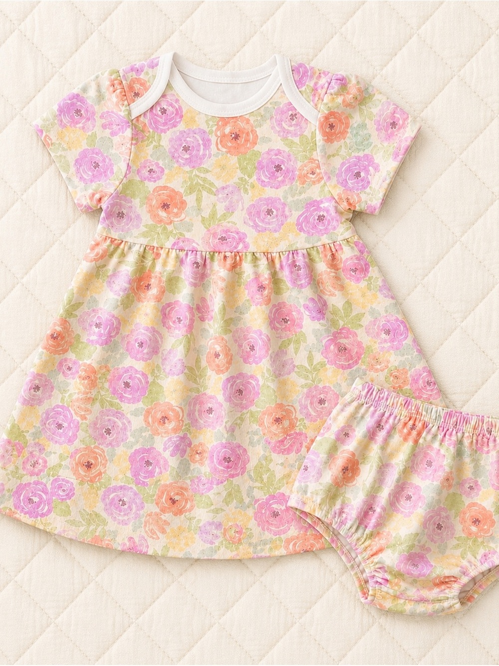 Little Me Floral Baby Dress Bloomer Set 9M Pastel Spring NWT